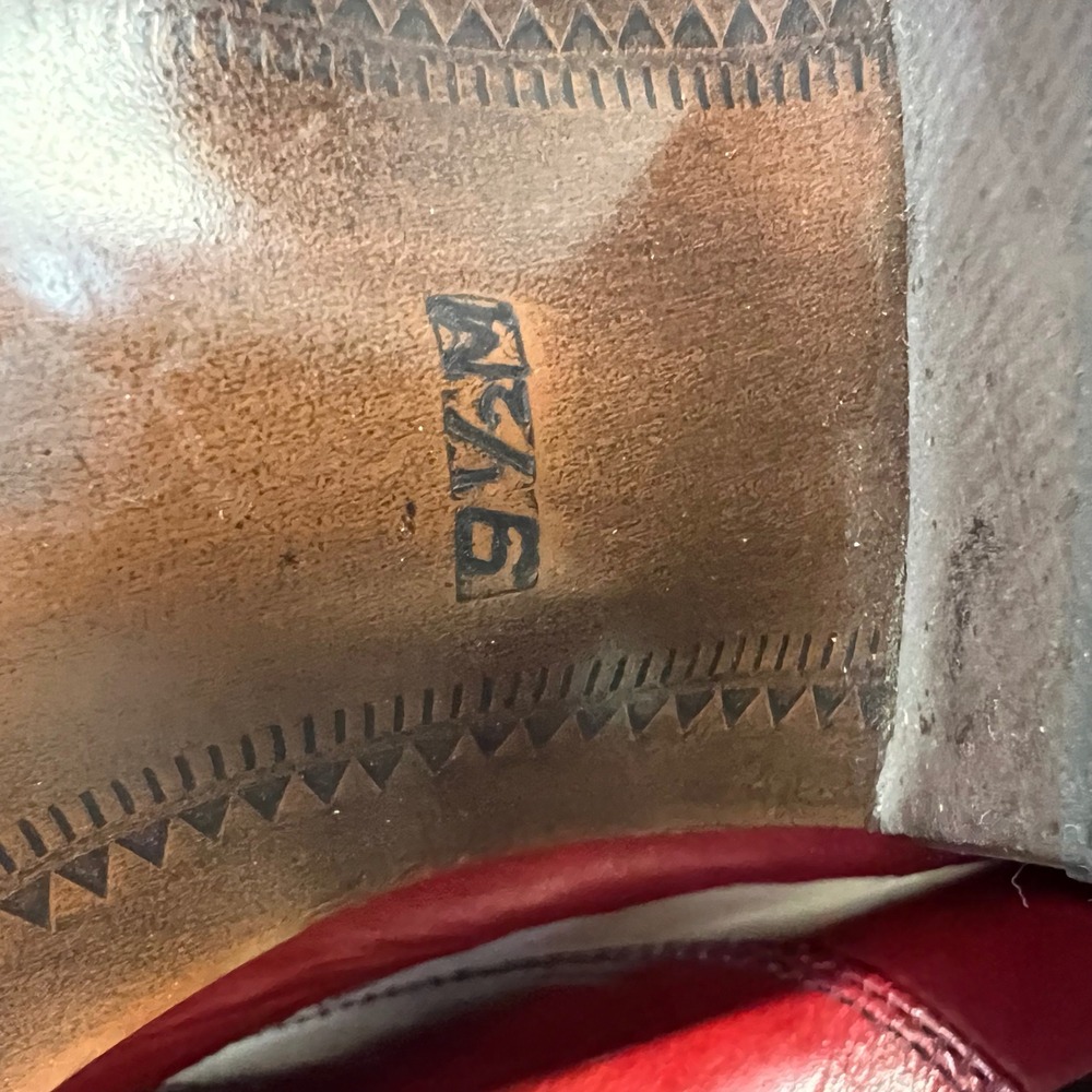 Vintage Nine West Red Leather Western Flame Pointed Toe Loafer Size 9.5M - Picture 8 of 9